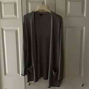 Talbots women’s 2x black and white cardigan open front office casual
